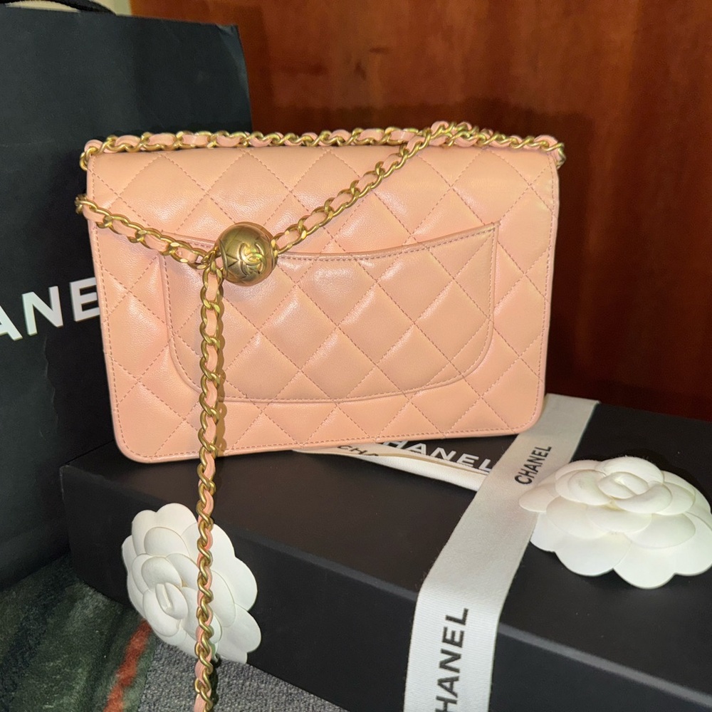 Chanel Light Orange Quilted Lambskin Women's Bag - Picture 4 of 6